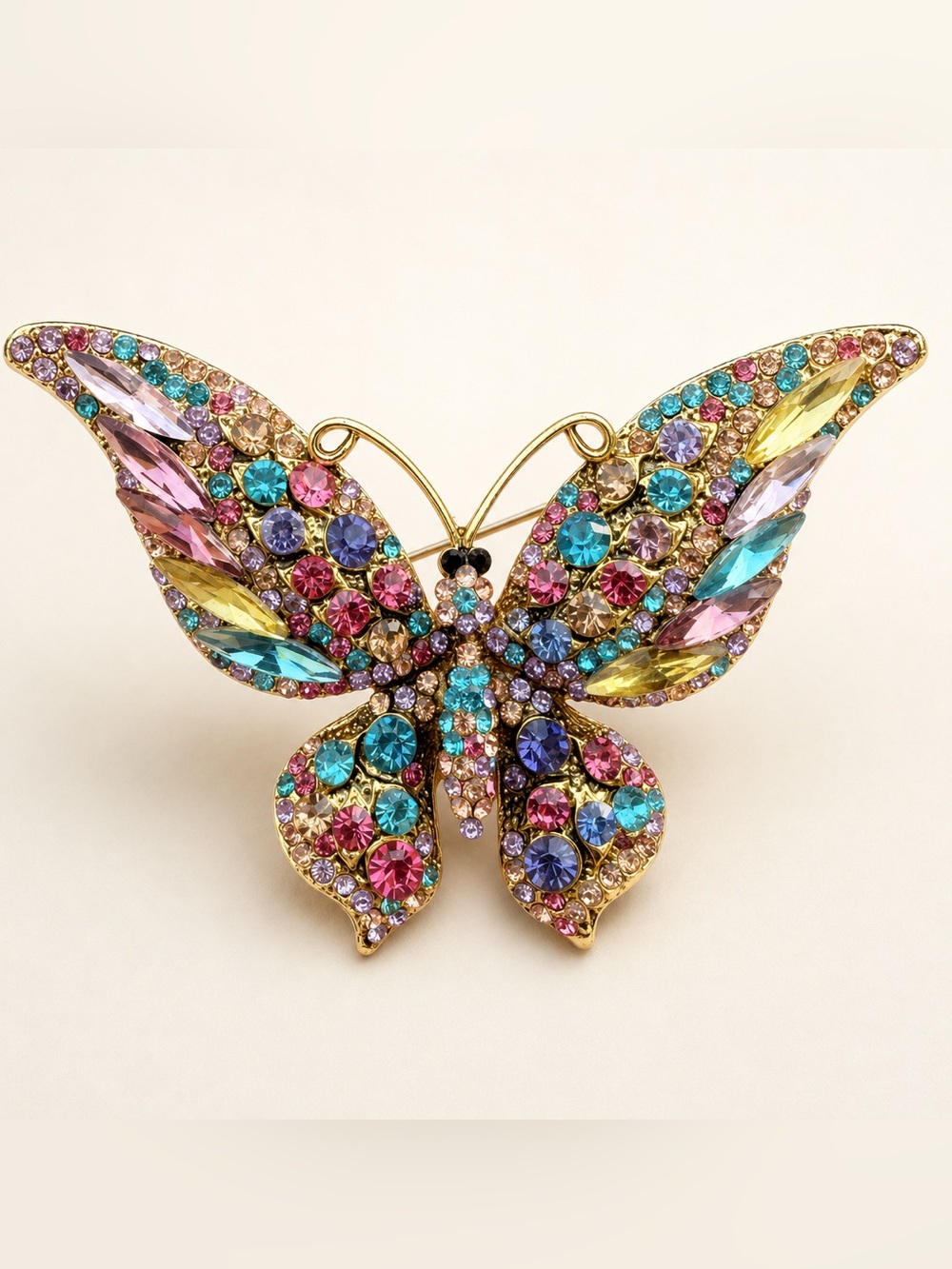 Colorful Butterfly Brooch – Large Rhinestone Statement Pin